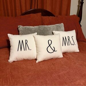 Rae Dunn Mr. & Mrs. Decorative Throw Pillow Set